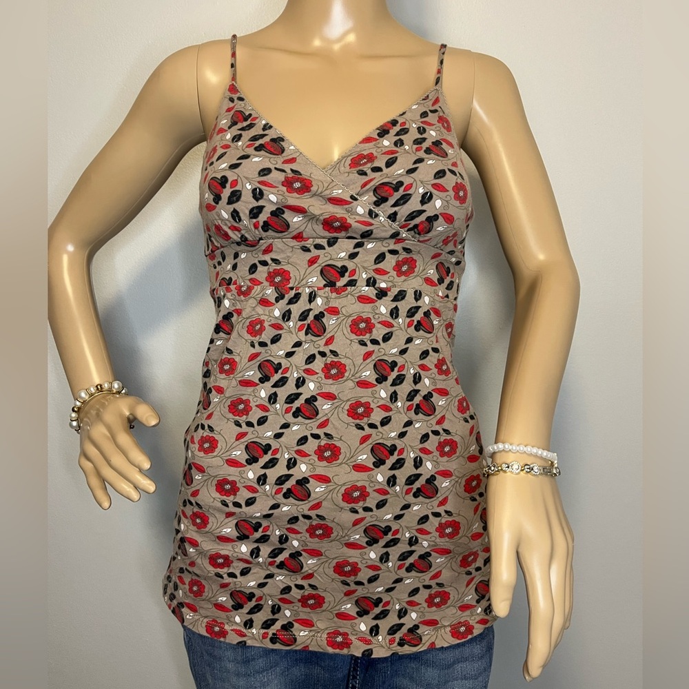 Smart Set Red & Black Floral Tan Camisole